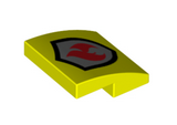 Neon Yellow Slope, Curved 2 x 2 x 2/3 with Red and Silver Fire Logo Pattern