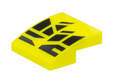 Neon Yellow Slope, Curved 2 x 2 x 2/3 with Black Geometric Shapes Design Pattern