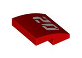 Red Slope, Curved 2 x 2 x 2/3 with White '02' Pattern