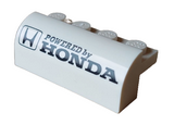 White Slope, Curved 2 x 4 x 1 1/3 with 4 Recessed Studs with 'POWERED by HONDA' Logo Pattern