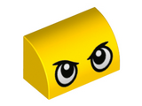 Yellow Slope, Curved 1 x 2 with Large Stern Eyes Pattern (Duckmobile)