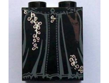 Black Slope 65 2 x 2 x 2 with Bottom Tube with Bellatrix Lestrange Silver Vines on Black Dress Pattern