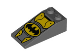 Dark Bluish Gray Slope 18 4 x 2 with Oval Batman Logo and Yellow Armor Plates Pattern