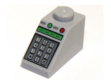 Light Bluish Gray Slope 45 2 x 1 with Number Keypad, 'OPEN', 'LOCK', and Green and Red Buttons Pattern