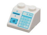 White Slope 45 2 x 2 with Medium Azure Cash Register with '9.99', Keypad, Card Slot and Contactless Payment Pattern
