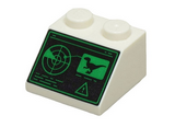White Slope 45 2 x 2 with Black and Green Control Screen with Radar, Lines, Dinosaur and Warning Sign Pattern