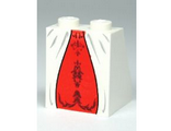 White Slope 65 2 x 2 x 2 with Bottom Tube with Minifigure Dress/Skirt/Robe, Red Panel Pattern