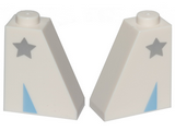 White Slope 65 2 x 1 x 2 with Silver Star and Bright Light Blue Triangle Pattern on Both Sides (Disco Kitty Shoe)