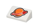 White Slope 30 1 x 2 x 2/3 with Orange and Red Classic Space Logo Pattern
