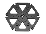 Black Technic, Plate Rotor 6 Blade with Clip Ends Connected (Water Wheel) - Hollow Studs