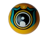 Bright Light Orange Technic Ball Joint with Dark Turquoise, Black and White Dragon Eye Pattern