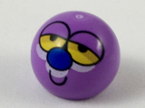 Medium Lavender Technic Ball Joint with Half-Closed Yellow Eyes, Blue Nose, Smile Pattern (Powerpuff Girls Octi Face)