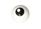 White Technic Ball Joint with Black Eye with Pupil on Top Left Side Pattern