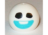 White Technic Ball Joint with Black Eyes and Medium Azure Smile Pattern (Frozen Snowgie Head)