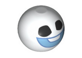 White Technic Ball Joint with Black Eyes and Bright Light Blue Smile Pattern (Snowgie Head)