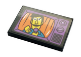 Black Tile 2 x 3 with Television / TV with Guy Smiley Pattern (Sticker) - Set 21324