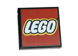Black Tile 2 x 2 with LEGO Logo Type 2 Pattern