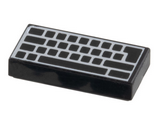 Black Tile 1 x 2 with Groove with Computer Keyboard Blank Keys Pattern