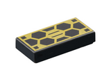Black Tile 1 x 2 with Groove with Hexagonal Gold Solar Panel Pattern