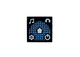 Black Tile 1 x 1 with White Music Notes, Minifigure Profile, Gear, Power Icon, and Home Button on Medium Blue Grid Pattern