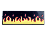 Black Tile 2 x 6 with Red and Yellow Flames Pattern