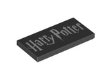 Black Tile 2 x 4 with 'Harry Potter' Pattern