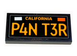 Black Tile 2 x 4 with 'CALIFORNIA' and 'P4N T3R' Pattern (Sticker) – Set 10304