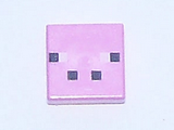 Bright Pink Tile 1 x 1 with Groove with 4 Black and 2 White Squares Pattern (Minecraft Pig Face Pattern)
