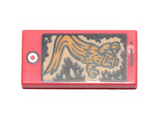 Coral Tile 1 x 2 with Groove with Cell Phone / Smartphone and Bright Light Orange Ghost Pattern