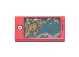 Coral Tile 1 x 2 with Cell Phone / Smartphone with Bright Light Orange and Dark Azure Ghosts Pattern