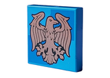 Dark Azure Tile 2 x 2 with Copper Ravenclaw Crest on Blue Squares Pattern