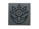 Dark Bluish Gray Tile 2 x 2 with Black Ornate Eye, Triangles, Teardrop Nose and Mouth Pattern (The Legend of Zelda Gossip Stone)