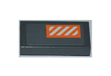 Dark Bluish Gray Tile 1 x 2 with Groove with Orange and White Danger Stripes Pattern (Sticker) - Sets 7666 / 8089 / 75014