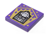 Dark Purple Tile 2 x 2 with HP Chocolate Frog Card Garrick Ollivander Pattern