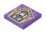 Dark Purple Tile 2 x 2 with HP Chocolate Frog Card Jocunda Sykes Pattern