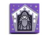Dark Purple Tile 2 x 2 with HP Chocolate Frog Card Albus Dumbledore Silver Pattern