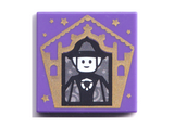 Dark Purple Tile 2 x 2 with HP Chocolate Frog Card Minerva McGonagall Pattern