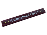 Dark Red Tile 1 x 8 with Gold Dots and White 'A Christmas Carol' Pattern (Sticker) - Set 40410