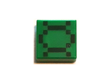 Green Tile 1 x 1 with Groove with Pixelated Dark Green Squares and Lines Pattern (Minecraft Baby Turtle Shell)