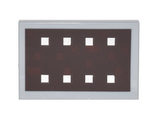 Light Bluish Gray Tile 2 x 3 with 8 Silver Squares and Dark Orange Squares on Dark Brown Background Pattern (Minecraft Shield)