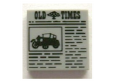 Light Bluish Gray Tile 2 x 2 with Newspaper 'OLD TIMES' Pattern