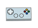 Light Bluish Gray Tile 1 x 2 with Groove with Computer Gamepad Pattern