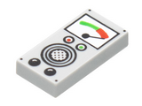 Light Bluish Gray Tile 1 x 2 with Groove with Pegged Gauge, Red, Green, and Black Buttons, Speaker Pattern