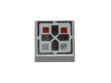Light Bluish Gray Tile 1 x 1 with Groove with Black Cross and Dark Red and Dark Bluish Gray Buttons Pattern