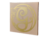 Light Nougat Tile 6 x 6 with Gold Calligraphy Letter G and Flower Pattern