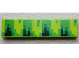 Lime Tile 1 x 4 with Pixelated Bright Green, Dark Green, and Green Pattern (Sonic Grass)