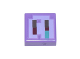 Medium Lavender Tile 1 x 1 with Pixelated Dark Brown, Dark Red, and Dark Turquoise Rectangles on Lavender Background Pattern (Minecraft Devourer Nose)