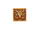 Medium Nougat Tile 1 x 1 with Owl Head with Dark Brown Outline, Tan Feathers and Dark Orange Highlights Pattern