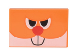 Orange Tile 2 x 3 with Angry Black and White Eyes Partially Closed, Red Nose, Buck Teeth Pattern (Super Mario Waddlewing Face)