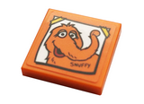 Orange Tile 2 x 2 with Poster with 'SNUFFY' Pattern (Sticker) - Set 21324